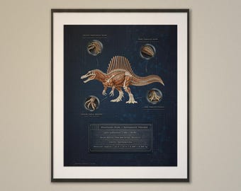 Print spinosaurus-musculatuur biomechanica – muurkunst anatomie dinosaurus (digitale download)