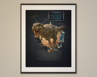 Tyrannosaurus Rex – poster gescheurde biomechanica – kunst aan de muur STEM (digitale download)