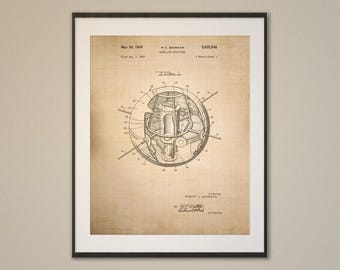 Satelliet: technische patentkunstdruk (download van digitale kunst)