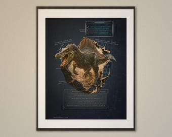 Spinosaurus – poster gescheurde biomechanica – kunst aan de muur STEM (digitale download)