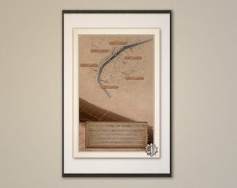 Blauwdrukkaart Parijs – stadsposter (digitale kunst)