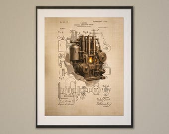 Verbrandingsmotor – gescheurde editie – technische muurposter (digitale kunst downloaden)