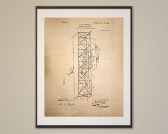 Vliegmachine: technische patentkunstprint (download van digitale kunst)