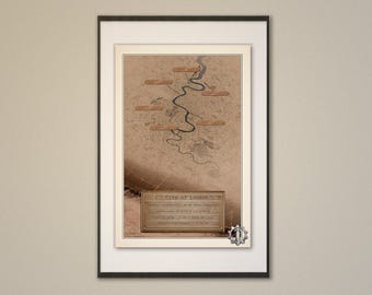 Blauwdrukkaart Londen – stadsposter (digitale kunst)