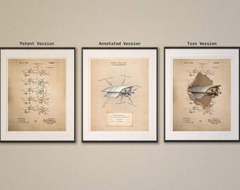 Patentposter vliegtuigkleppen – muurkunst luchtvaarttechniek – vintage vliegtuigen (fysieke print on demand)