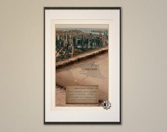 Gescheurde kaart New York City – stadsposter (digitale kunst)
