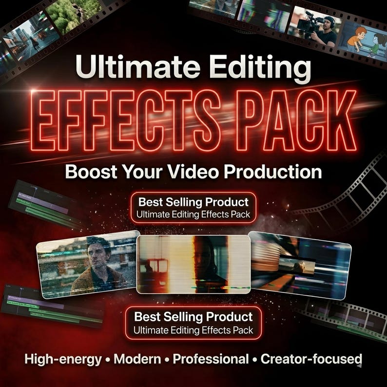 Editing Effects Video Editing Effects Bundle | Transitions, Glitches, Overlays for ...