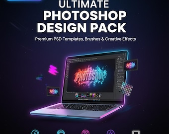 Photoshop-paket | Överlägg, penslar, åtgärder och mallar | Resurspaket för professionell grafisk design