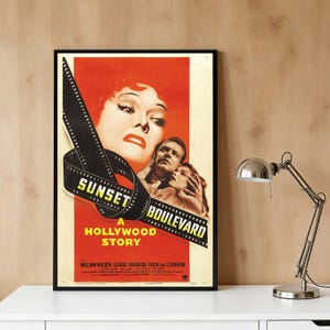 Sunset Boulevard (1950) Vintagefilmaffischer | Klassiska filmer Väggkonst Heminredning