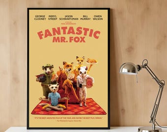 Locandina del film Mr. Fox / Decorazione murale ispirata al film di Wes Anderson