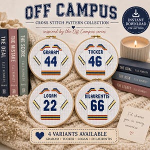 Off Uni Uni Inspiriertes Kreuzstichmuster PDF | Bücherwurm Kreuzstich | Hockeyspieler Jersey Muster | Sofortdownload | Variante Bundle
