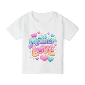 Mother Love toddler t-shirt | pastel hearts, rainbow script