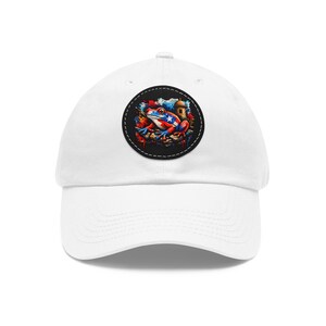 Patriotic Frog Illustration Dad Hat | Leather Patch