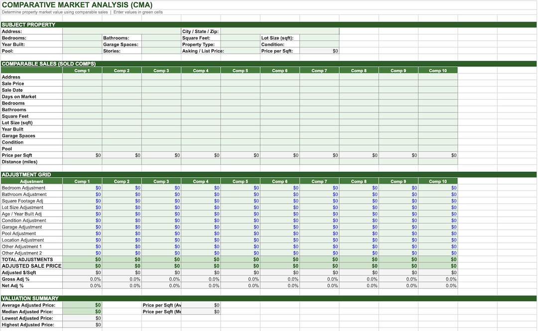 Matrix Cma Sample Pdf Real Estate CMA Spreadsheet | Comparative Market Analysis Excel ...