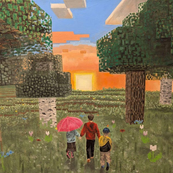 Custom Acrylic Minecraft Painting with Subject(s) from Photo On Canvas