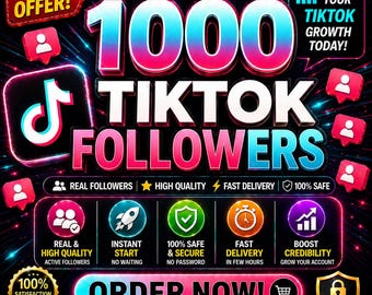 Aumenta tus 1000 seguidores en TikTok / Entrega rápida / Crecimiento seguro / Incrementa tu visibilidad en TikTok