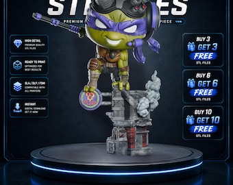 Donatello Chibi STL Statue | Futuristic Mutant Inventor Collectible Figure