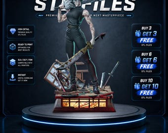 Cursed Blade Warrior STL Statue for Resin 3D Printing | Presupported + No Support Model