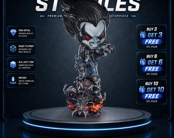 Lobo Chibi STL Statue | The Main Man Space Bounty Hunter Figure | Comics 3D Print Model