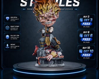 Scorpion Chibi STL Statue | Mortal Kombat Hellfire Specter Collectible Figure | 3D Print Model