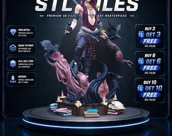 Morrigan - Dragon Age | Arcane Witch STL Statue + Bust for Resin 3D Printing