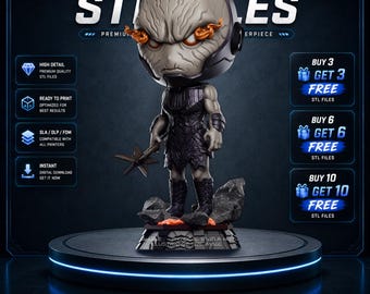Cosmic Tyrant Chibi STL Statue for 3D Printing | Galactic Conqueror Villain Collectible Figure