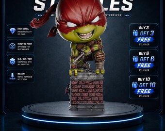 Raphael Chibi STL Statue | Twin Dagger Mutant Ninja Collectible Figure