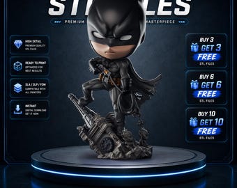 Dark Vigilante Chibi STL Statue for 3D Printing | Urban Protector Inspired Display Figure