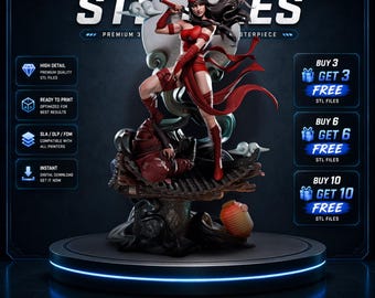 Elektra - Marvel STL Statue + Bust for Resin 3D Printing | Presupported + No Support Model