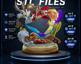 Desert Chase Duo STL Statue for Resin 3D Printing | Presupported + No Support Model