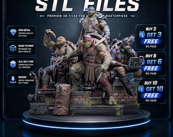 Mutant Ninja Team STL Statue + Bust | 1/6 Scale Inspired Movie Diorama (Digital Download)