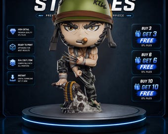 Wolverine Chibi STL Statue | Logan Mutant Berserker Hero Figure | Marvel X-Men 3D Print Model