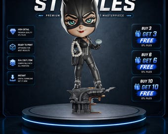 Chibi Cat Burglar STL Statue for Resin 3D Printing