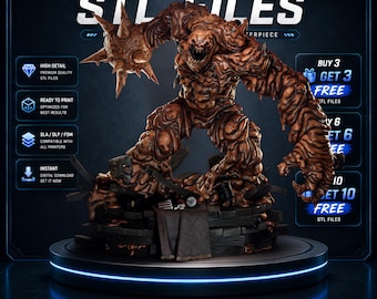Clay Monster STL Statue + Bust for Resin 3D Printing | Presupported + No Support Model
