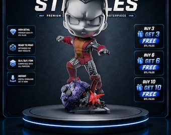 Colossus Chibi STL Statue | X-Men Organic Steel Mutant Figure | Marvel 3D Print Model