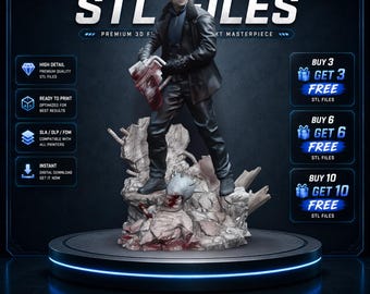 Leon S Kennedy Chainsaw Statue STL – Resident Evil Requiem Fanart (Digital Download)