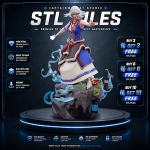 Keira Metz - The Witcher 3 STL Statue for Resin 3D Printing | Presupported + No Support Model