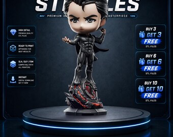 Cosmic Guardian Chibi STL Statue for 3D Printing | Alien Superhero Collectible Figure