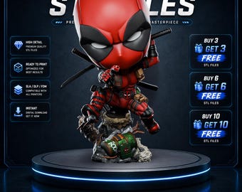 Deadpool Chibi STL Statue | Wade Wilson Mercenary Hero Figure | Marvel 3D Print Model