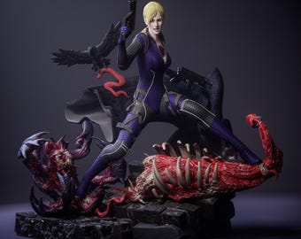 Estatua STL de Jill Valentine con traje de batalla – Fanart de Resident Evil (Impresión 3D, descarga digital)