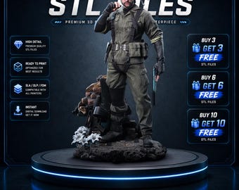 Big Boss - Metal Gear STL Statue for Resin 3D Printing | Presupported + No Support Model