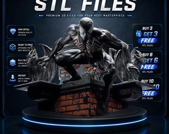 Estatua STL de Spiderman simbionte para impresión 3D en resina / Modelo con soportes preinstalados y sin soportes.