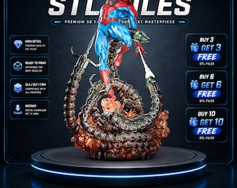 Diorama STL Spider-Man kontra Doktor Octopus do druku 3D z żywicy | Model wstępnie obsługiwany + bez wsparcia