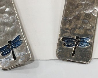 Dragonfly Sterling Earrings Hand Painted