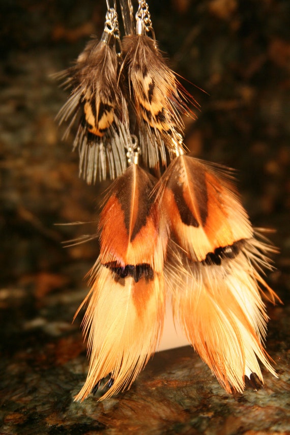 Items similar to Bohemian Feather Earrings Natural Long Feather Earings