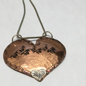 Copper Heart Horse Running With Sterling Pattern Heart All Completely Handmade Equestrian Country Girl Western Rodeo Jewelry Cowgirl Farm