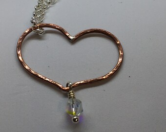 Copper Heart Swarovskis Crystal Floating Heart