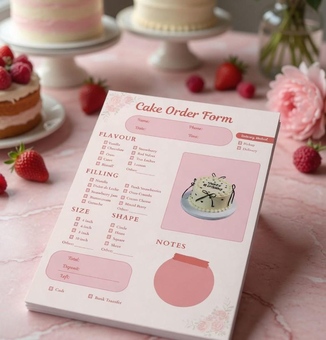 Editable Cake Order Form Template, Bakery Invoice & Custom Order Sheet ...