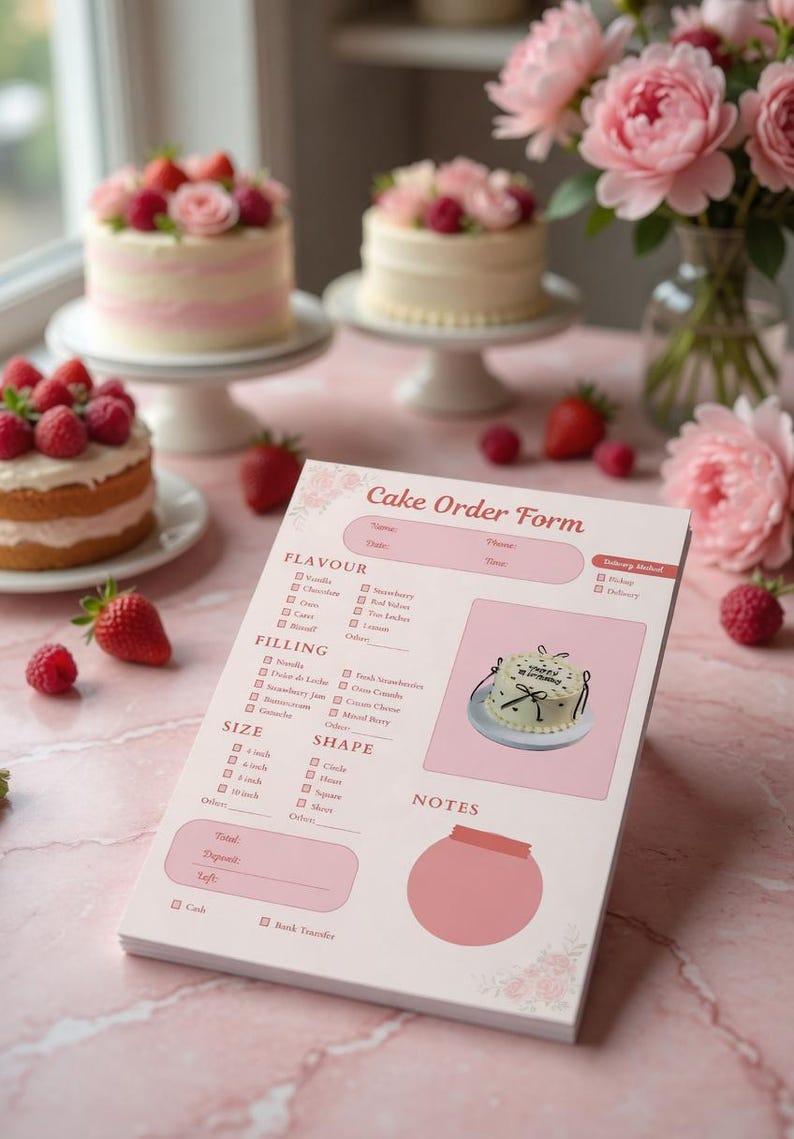 Cake Message Form Editable Cake Order Form Template, Bakery Invoice & Custom Order Sheet ...