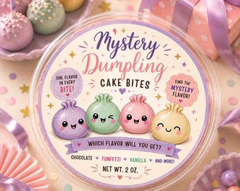 Mystery Dumpling Cake Pop Label Canva, Kawaii Circle Bakery Sticker, Halloween Christmas Favor Tag, Cute Cookie Label, Instant Download
